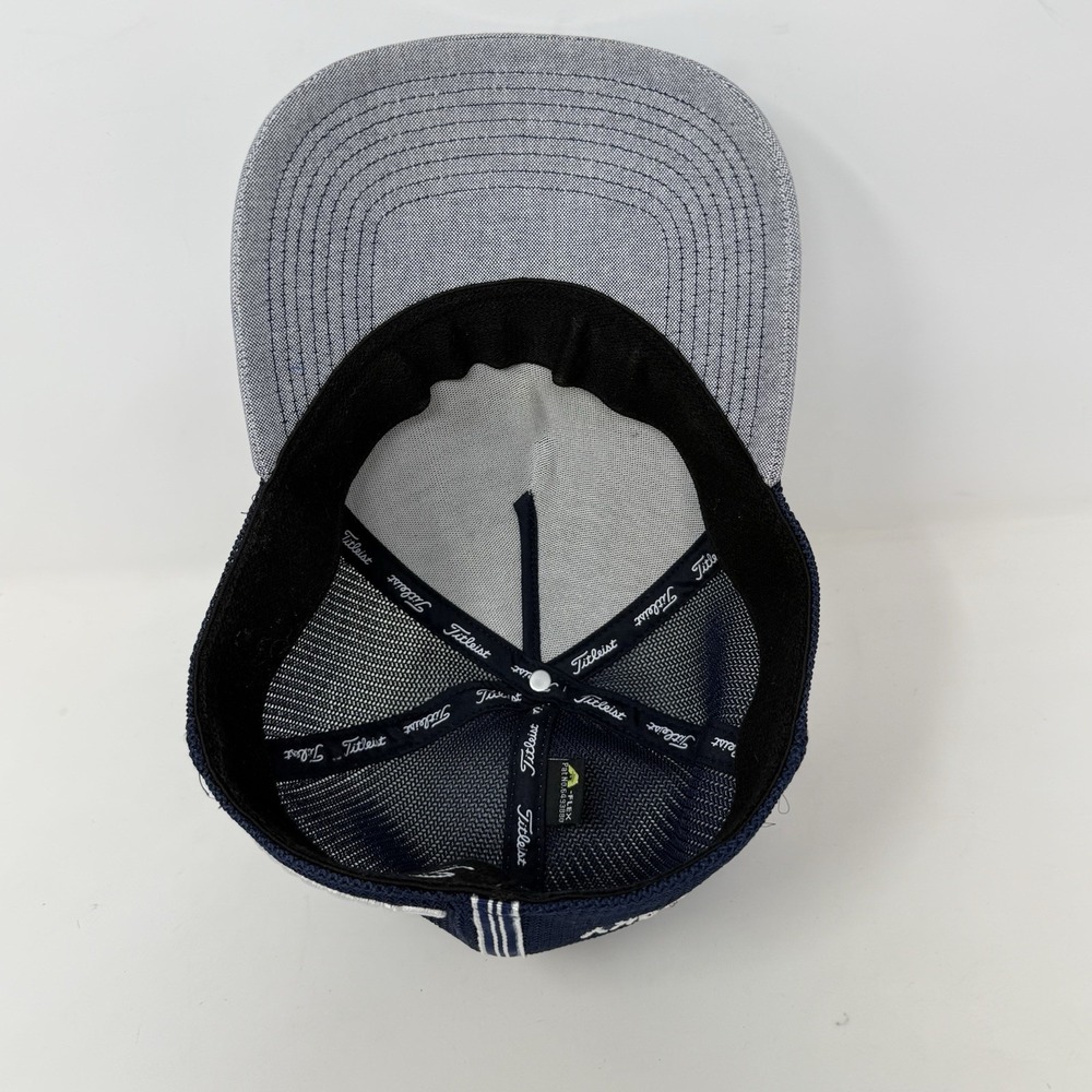 Titleist Small Offset Logo Red Sky Golf Tour Hat Mesh Flex Fitted Cap M/L Blue - Picture 9 of 13